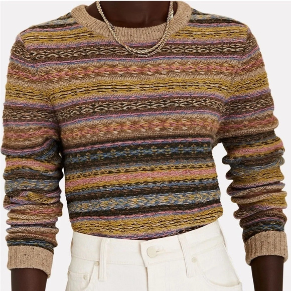 Re/Done 60s Shrunken Sweater in Gravel Multi M Wool Blend - Picture 1 of 13